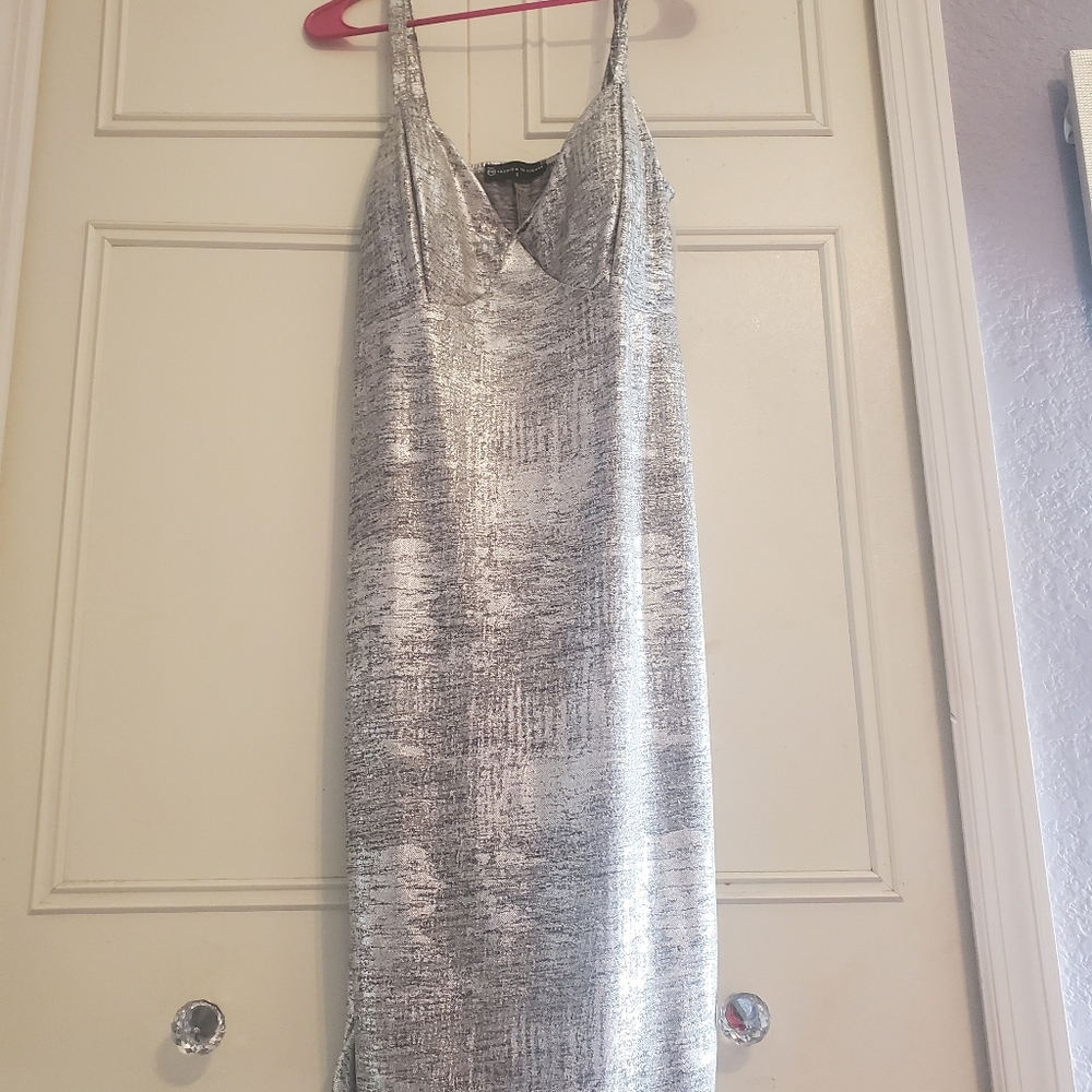 Silver Women's Wiggle Dress Bodycon Textured Tight Below Knee Bodycon